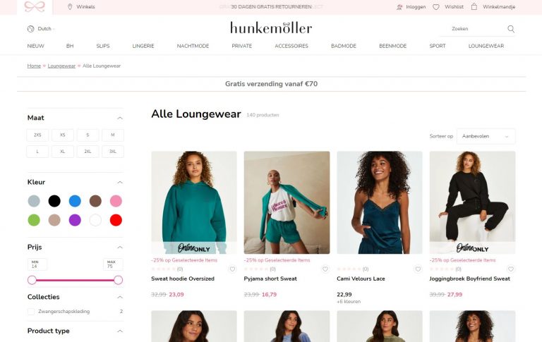 Bekijk het aanbod van huispakken op de website van Hunkemöller